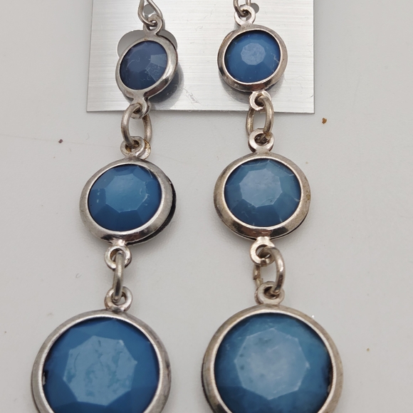 Jewelry - Chic Blue Stone and Silver Drop Earrings